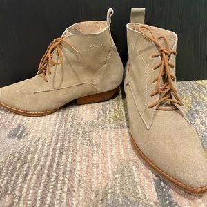 Bird of Flight womens booties - lace up, light tan suede